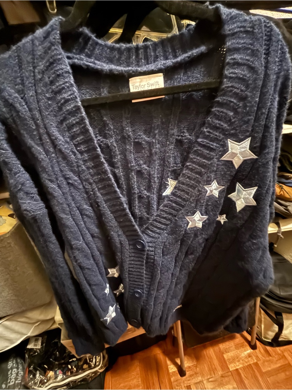 Taylor Swift Navy Star Patch Cable-Knit Cardigan